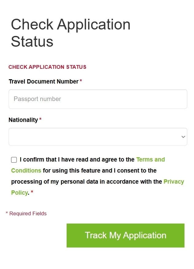 Student visa application status on EMGS. EMGS Malaysia student visa application status page showing student visa application status check form.