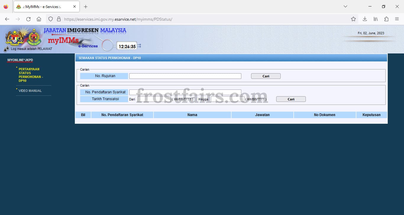 Malaysia Calling Visa Check Work Permit DP10 Website Screenshoot 1 Malaysia Calling Visa Check Work Permit DP10 Website Screenshoot 1